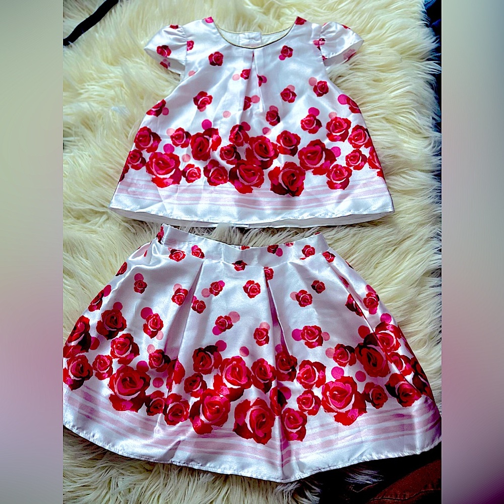 Floral formal two piece toddler set. Size 12-18 months